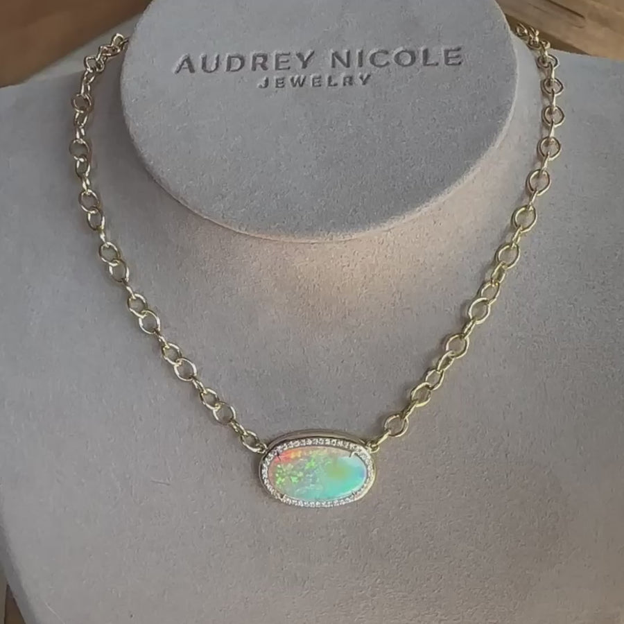 14K & 18K Opal & Diamond  Necklace