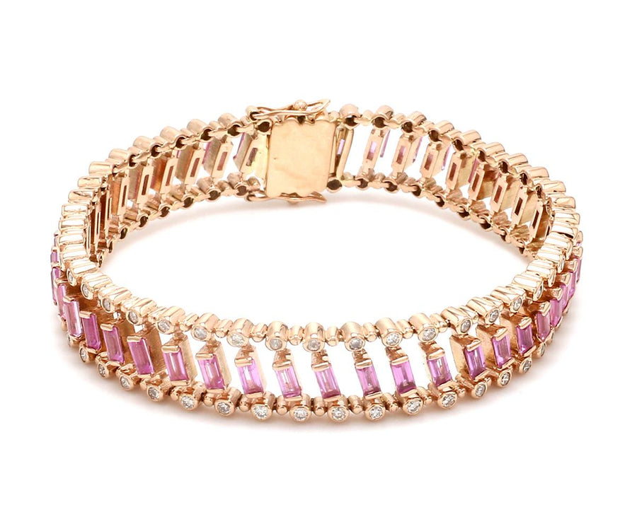 14K & 18K Gold Pink Sapphire Dot-Dash Bracelet