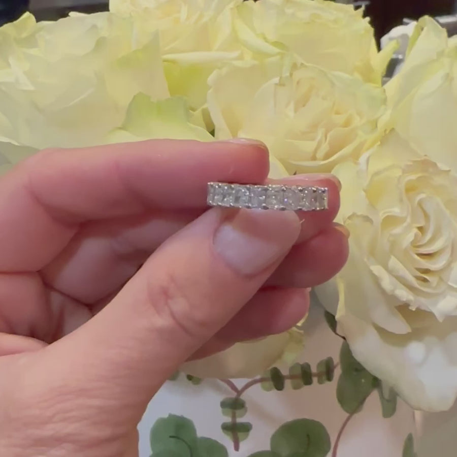 14K Gold Princess Cut Diamond Eternity Ring, Lab Grown